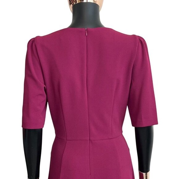 Donna Morgan Burgundy Midi Dress 10 | Holiday Party Cocktail Wedding Guest - Picture 7 of 11